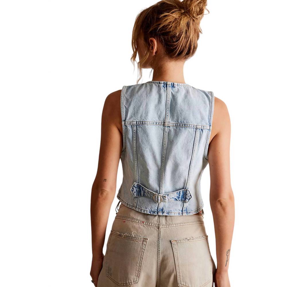 Free People Sky Blue Denim Vest - Picture 2 of 3